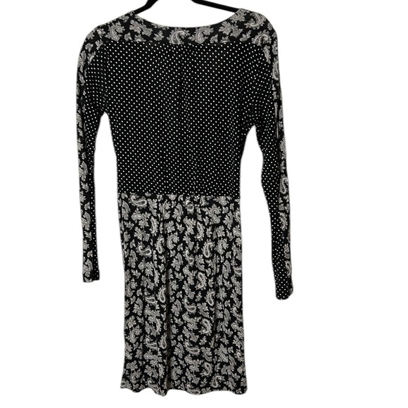 French Connection faux wrap ,surplice,multimedia,paisley,polka dot Dress 6 NWT - Picture 2 of 6